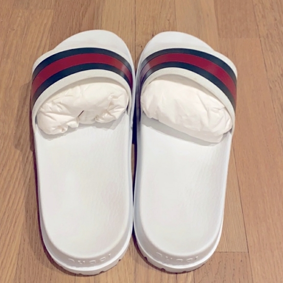 White Lug sole Gucci slides main image 4